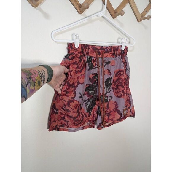 Free People Movement The Switchback Shorts Hibiscus Print Drawstring Waist Sz XS - Picture 2 of 5